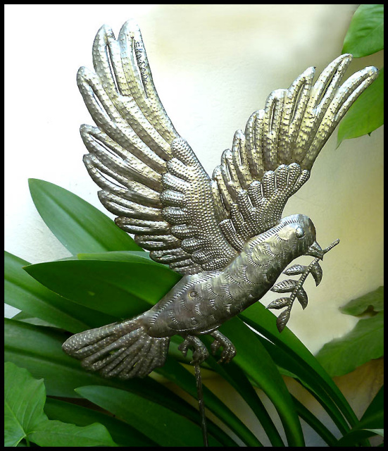 oiseau en métal - jardin plante pieu